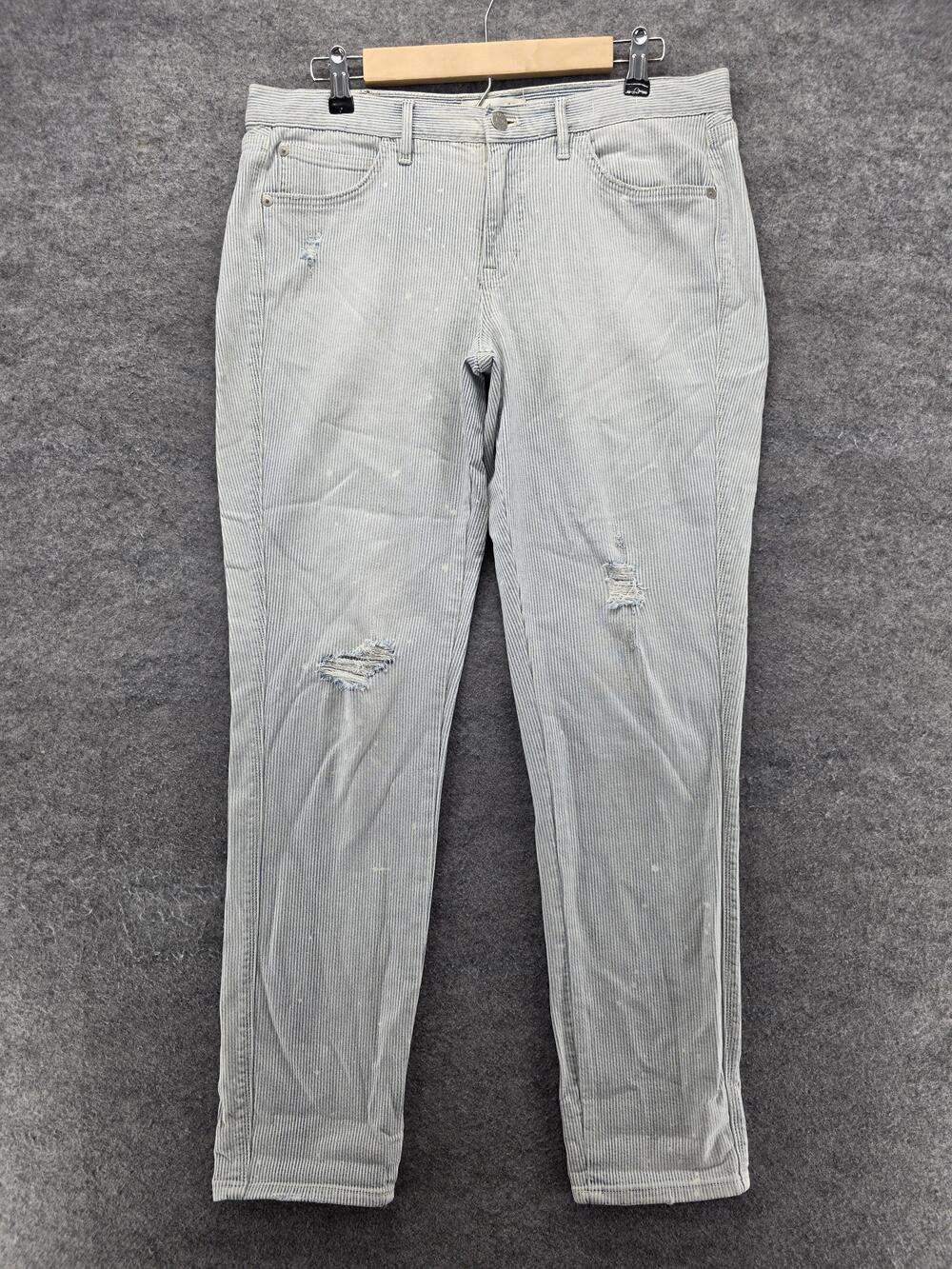 Madewell Jeans Womens 30 Blue White Stripe High Rise Skinny Distressed